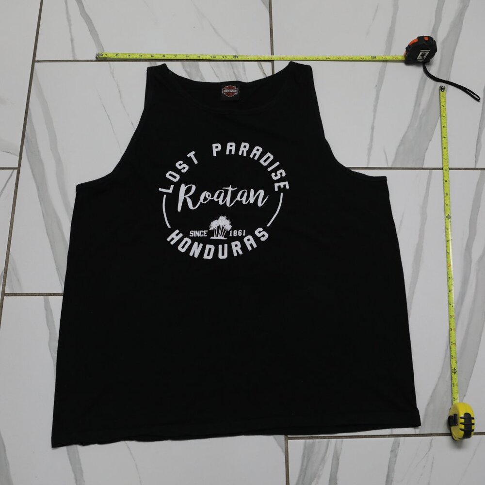 Harley Davidson Roatan Honduras Lost Paradise Black Tank Top Sz XL